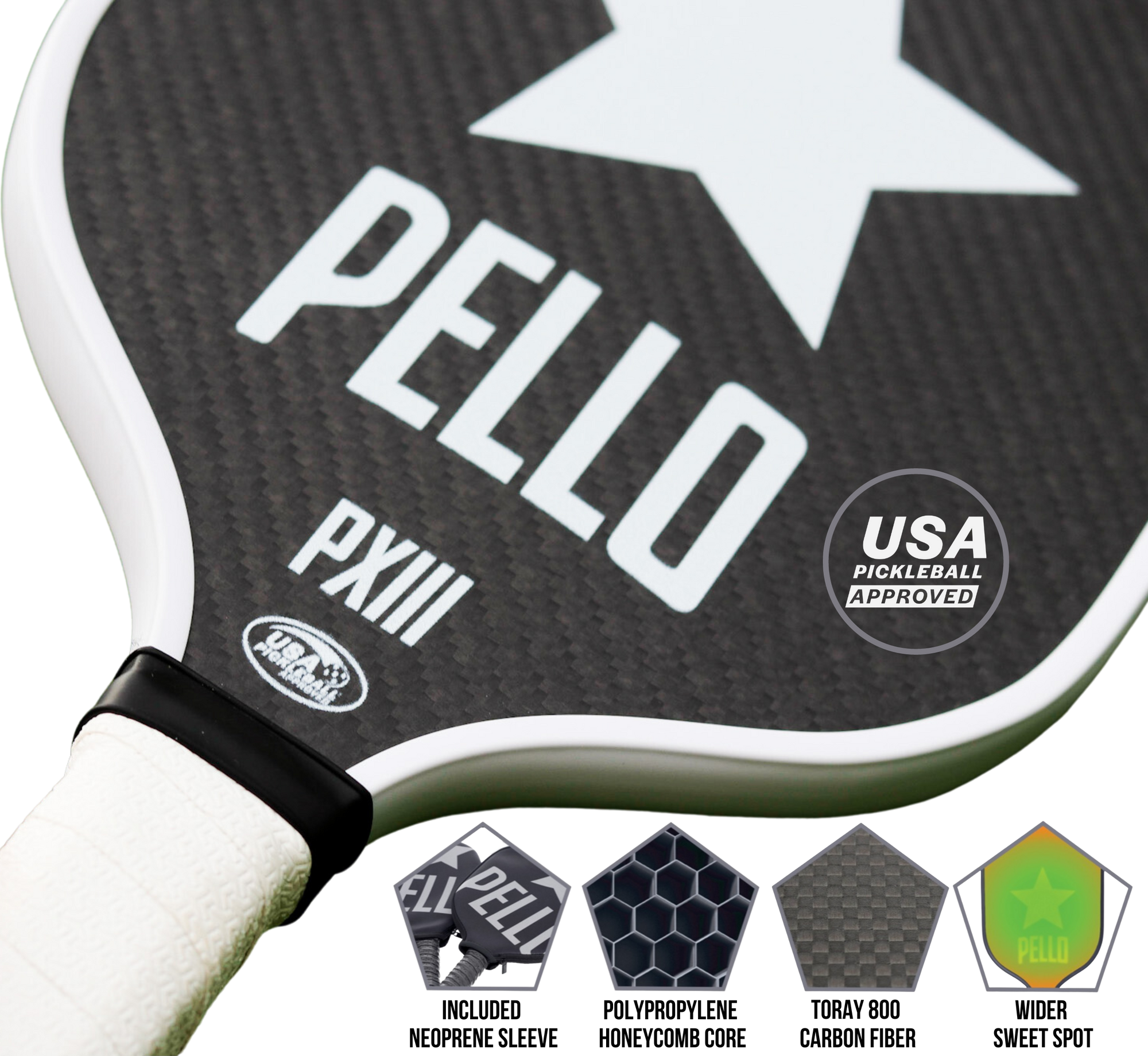 PXIII 3K Carbon Fiber Pickleball Paddle