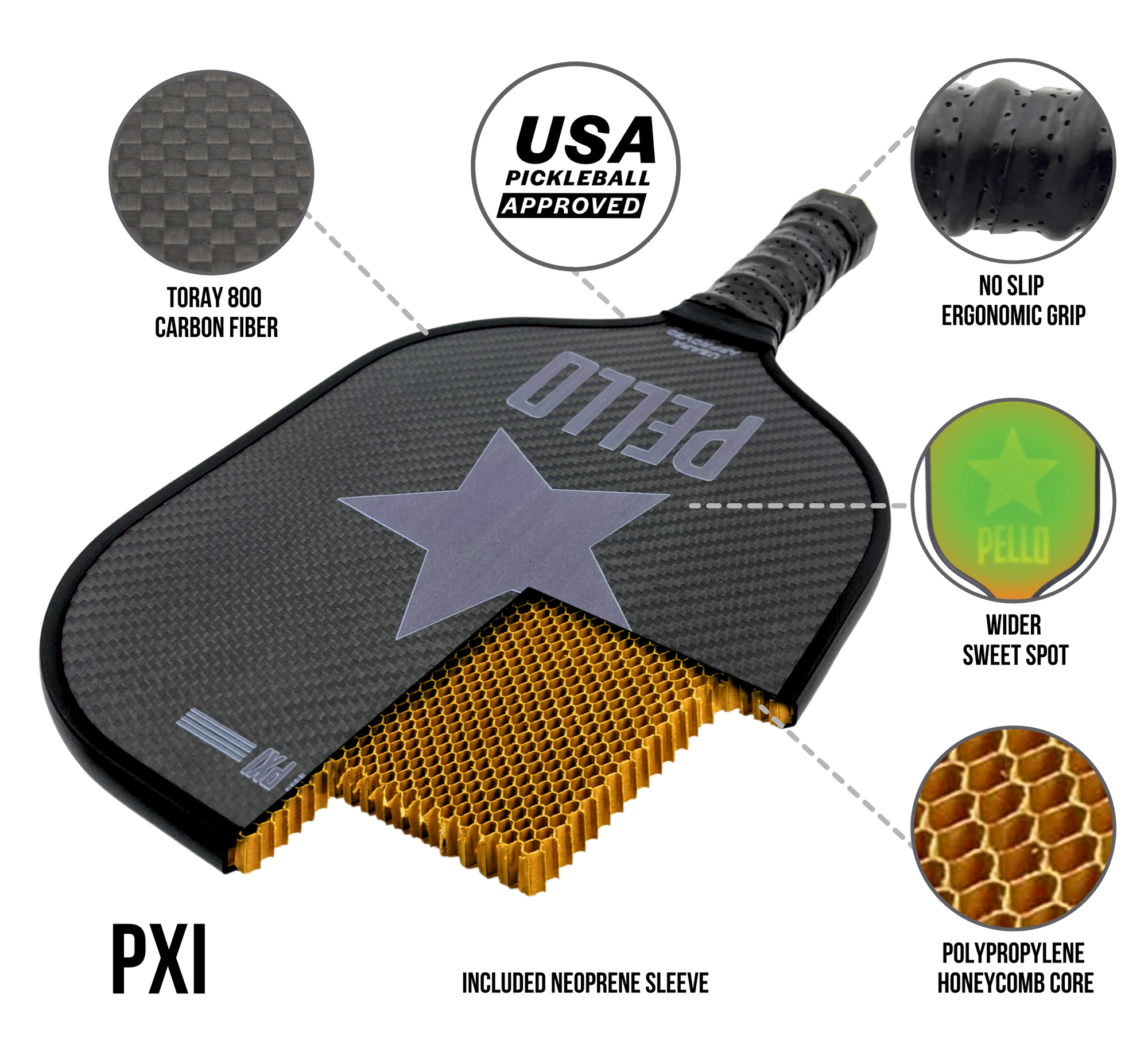 PXI 3K Carbon Fiber Pickleball Paddle