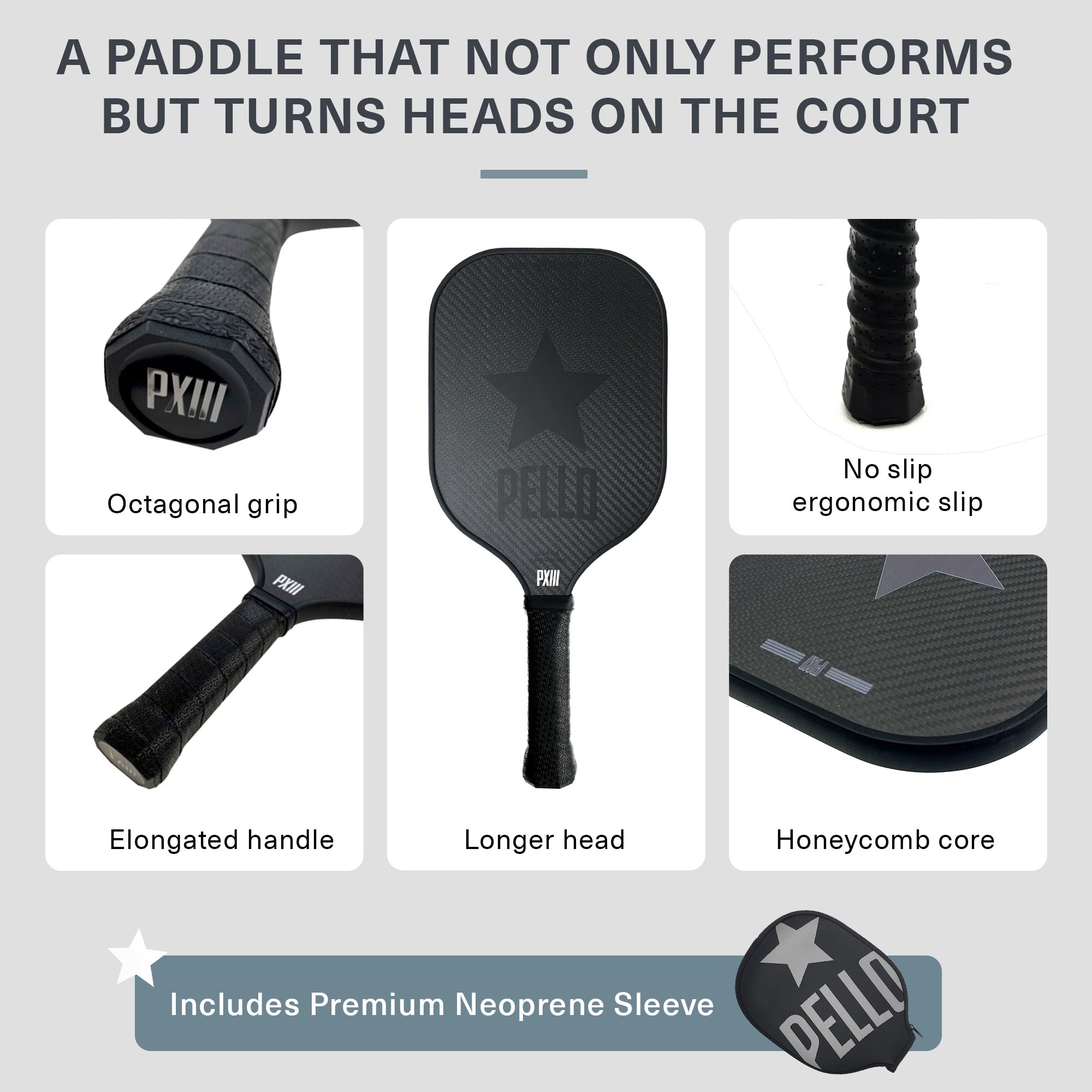 PXIII 3K Carbon Fiber Pickleball Paddle